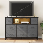 JIOABL TV Stand with  Fabric Drawers & Power Outlet, LED TV Console with USB & Type-C, Storage Dresser for Living Room