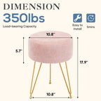 JIOABL Ottoman Foot Stool & Vanity Stool, 350lbs Capacity, Thick Cushion, Gold Metal Legs, for Bedroom & Living Room