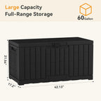 JIOABL 60-Gallon Waterproof Deck Box, UV-Resistant Resin, Lockable with Handles, Ideal for Patio Cushions, Garden Tools & Pool Accessories