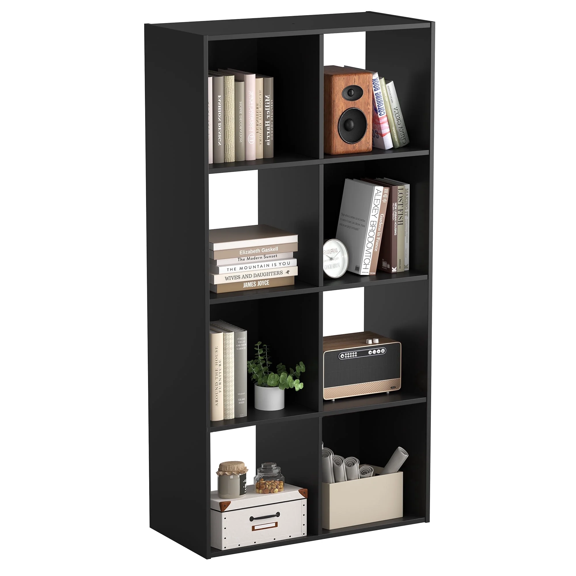 JIOABL 6 Cube Storage Organizer, Open Bookshelf with 3 Removable Back Panels for Living Room, Bedroom, Home Office，36"L x 11.6"W x 24" H, Black