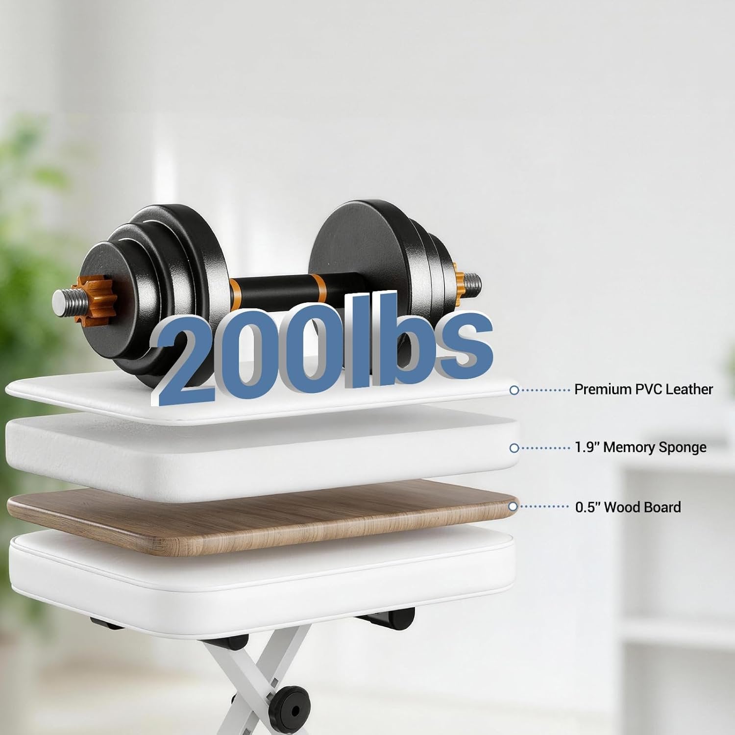 JIOABL Adjustable Piano Bench, X-Frame Music Stool with Padded Seat, Steel Frame, Cushion for Piano Keyboard Stand