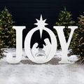 JIOABL Christmas JOY Jesus Nativity Yard Sign, White PVC Board, Easy Assembly, Ground Stakes Included for Outdoor Decor