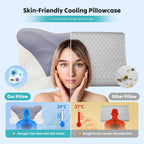 JIOABL Ergonomic Contour Memory Foam Pillows, Cervical Neck Pillow with Cooling Case for Neck Pain Relief