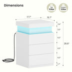 JIOABL Nightstand with Charging Station and RGB LED Light, 3 Drawers, Sliding Top, Bedside Table for Bedroom, Living Room and Dorm