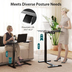 JIOABL Adjustable Overbed Bedside Table with Hidden Wheels for Hospital