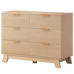 JIOABL Wood Dresser with Fluted Panel Design, Modern Storage Cabinet for Bedroom, Living Room, Hallway, Natural Oak