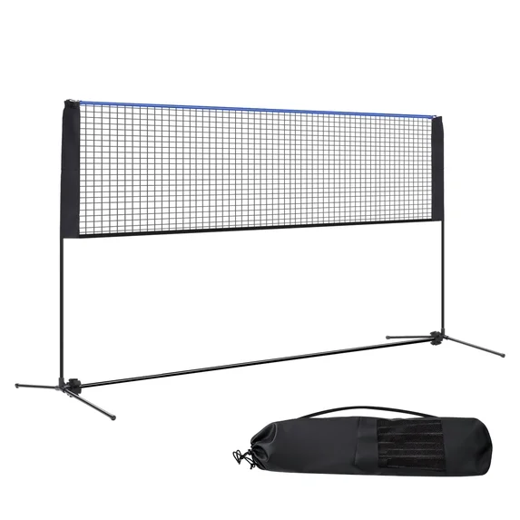 JIOABL Portable Badminton Net Set, 10FT Adjustable Height for Outdoor & Indoor Use, Includes Carry Bag, Easy Setup No Tools Needed, Red-Black