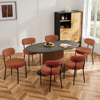 JIOABL Dining Chairs, Boucle Upholstered Kitchen Chairs with Curved Backrest & Metal Legs, Mid Century Modern Round Dining Room Chairs for Vanity, Living Room