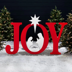 JIOABL Christmas JOY Jesus Nativity Yard Sign, White PVC Board, Easy Assembly, Ground Stakes Included for Outdoor Decor