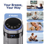 JIOABL Bladeless Tower Fan: 5 Speed Settings, 4 Modes, 25Ft/s Breeze, & Customizable Timer for Peaceful Sleep & Optimal Airflow