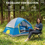 JIOABL Dome Camping Tent, Waterproof Polyester with Rainfly, Easy Setup, Ventilated Windows & Skylights, Portable Backpacking Tent