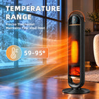 JIOABL Tall Tower Flame Heater with Light | 1500W, 4 Functions, 3s Quick Heat, 2 Heat Settings, Low Noise, Oscillation & Timer