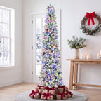 JIOABL Pre-Lit Fraser Fir Pencil Artificial Christmas Tree, Premium Multicolor LED Lights