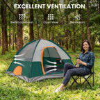 JIOABL Dome Camping Tent, Waterproof Polyester with Rainfly, Easy Setup, Ventilated Windows & Skylights, Portable Backpacking Tent