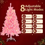 JIOABL Pre-Lit Artificial Christmas Tree, Pre Strung LED Lights, Indoor Xmas Holiday Decor with Metal Stand