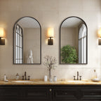 MCQ  Shatterproof Bathroom Mirror with Black Metal Frame - Tempered Glass, 2 Sided, Anti-Rust for Vanity Wall Decor