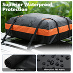 JIOABL Waterproof Car Roof Bag, 15 Cu Ft Rooftop Cargo Carrier with 6 Safety Hooks, Anti-Slip Mat, Lock, and Storage Bag for Cars & SUVs