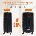 JIOABL Carry on Luggage, Hard Shell ABS Suitcase with Double Spinner Wheels, Lightweight Expandable Rolling Suit Case with TSA Lock
