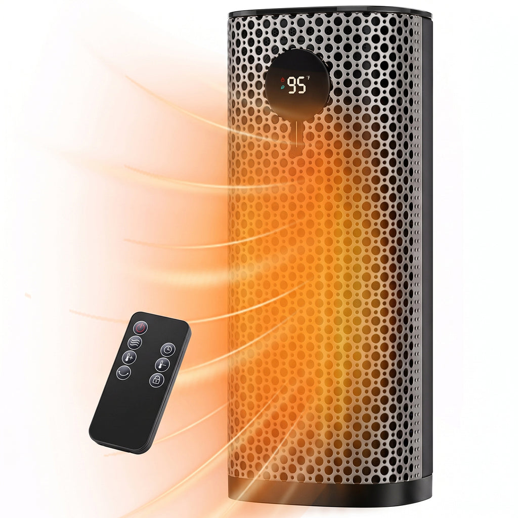JIOABL Square Desktop Heater | 1500W, 5 Working Modes, 70° Oscillation, Quiet, Tip-Over and Overheat Safety Protection