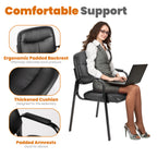 JIOABL Waiting Room Chairs No Wheels, Leather Stationary Office Reception Guest Chair with Padded Arms for Elderly Desk Conference Room Lobby Table Side Salon
