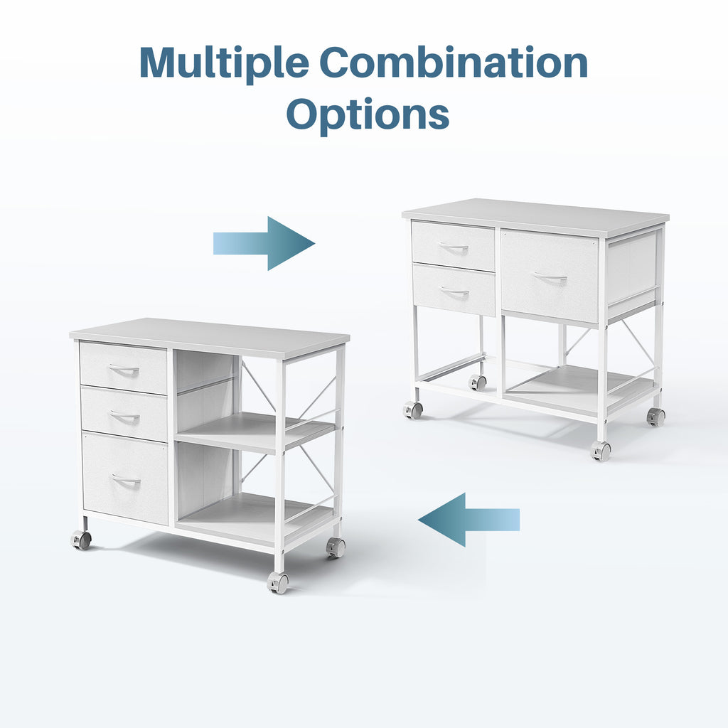 JIOABL 3-Drawer Mobile File Cabinet - Stylish Rolling Storage Solution with Open Shelf for Home Office