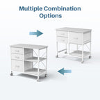 JIOABL 3-Drawer Mobile File Cabinet - Stylish Rolling Storage Solution with Open Shelf for Home Office