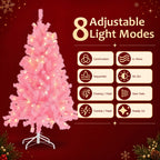 JIOABL Pre-Lit Artificial Christmas Tree, Pre Strung LED Lights, Indoor Xmas Holiday Decor with Metal Stand