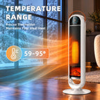 JIOABL Tall Tower Flame Heater with Light | 1500W, 4 Functions, 3s Quick Heat, 2 Heat Settings, Low Noise, Oscillation & Timer