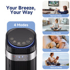 JIOABL Bladeless Tower Fan: 5 Speed Settings, 4 Modes, 25Ft/s Breeze, & Customizable Timer for Peaceful Sleep & Optimal Airflow