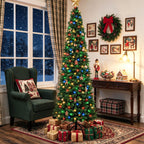 JIOABL Pre-Lit Fraser Fir Pencil Artificial Christmas Tree, Premium Multicolor LED Lights