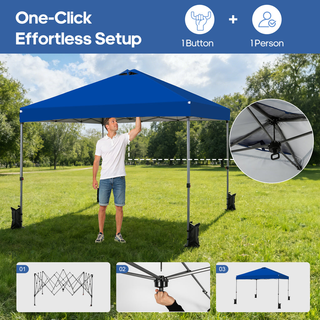 JIOABL 10x10ft One-Touch Instant Canopy, Waterproof, UV-Resistant, Heavy-Duty & Corrosion-Proof for Effortless Outdoor Shelter, White