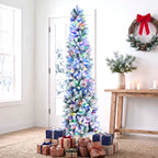 JIOABL Pre-Lit Fraser Fir Pencil Artificial Christmas Tree, Premium Multicolor LED Lights