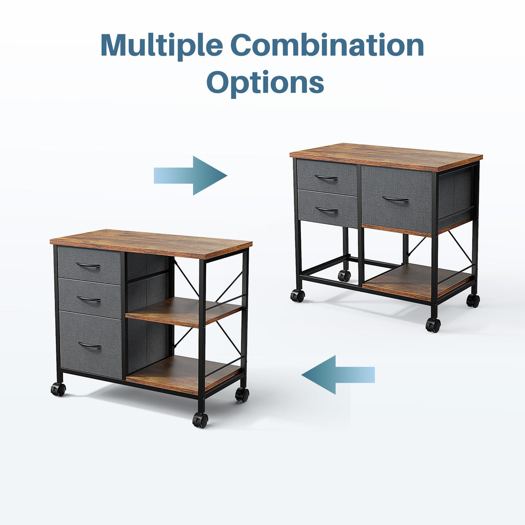 JIOABL 3-Drawer Mobile File Cabinet - Stylish Rolling Storage Solution with Open Shelf for Home Office