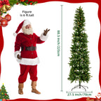 JIOABL Pre-Lit Fraser Fir Pencil Artificial Christmas Tree, Offering 8 Warm Light Modes
