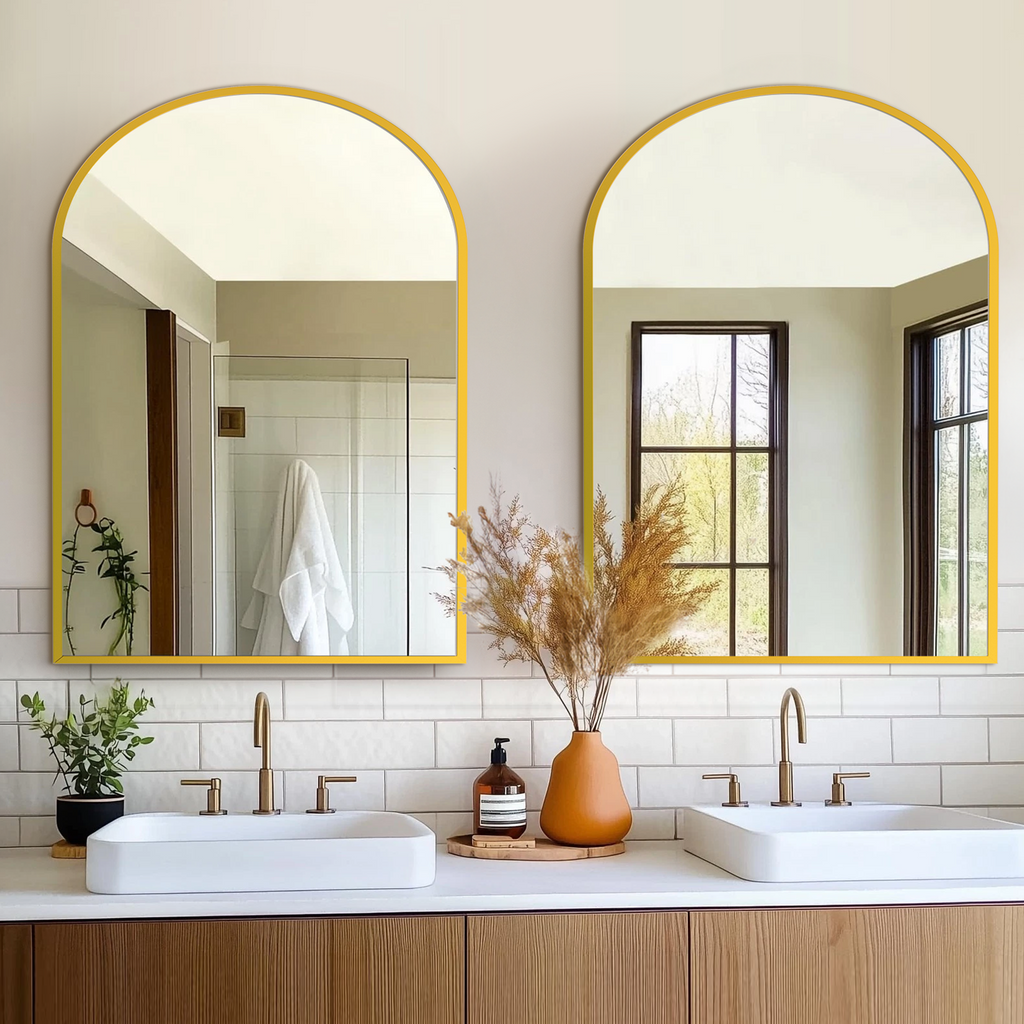 JIOABL Arched Shatterproof Bathroom Mirror, Tempered Glass, 2 Sided Anti-Rust for Vanity Wall Decor,