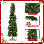 JIOABL Pre-Lit Fraser Fir Pencil Artificial Christmas Tree, Offering 8 Warm Light Modes