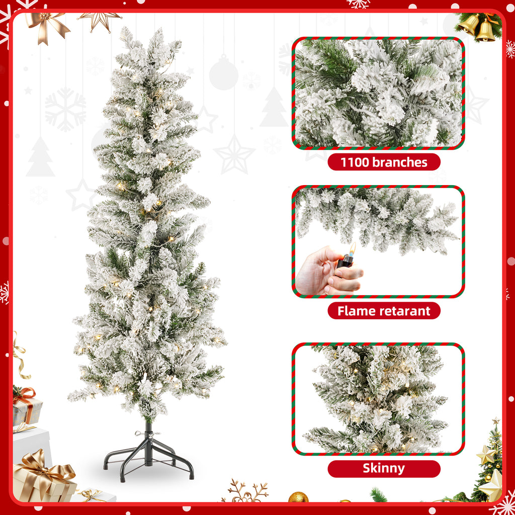 JIOABL Pre-Lit Fraser Fir Pencil Artificial Christmas Tree, Offering 8 Warm Light Modes