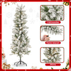 JIOABL Pre-Lit Fraser Fir Pencil Artificial Christmas Tree, Offering 8 Warm Light Modes