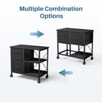 JIOABL 3-Drawer Mobile File Cabinet - Stylish Rolling Storage Solution with Open Shelf for Home Office