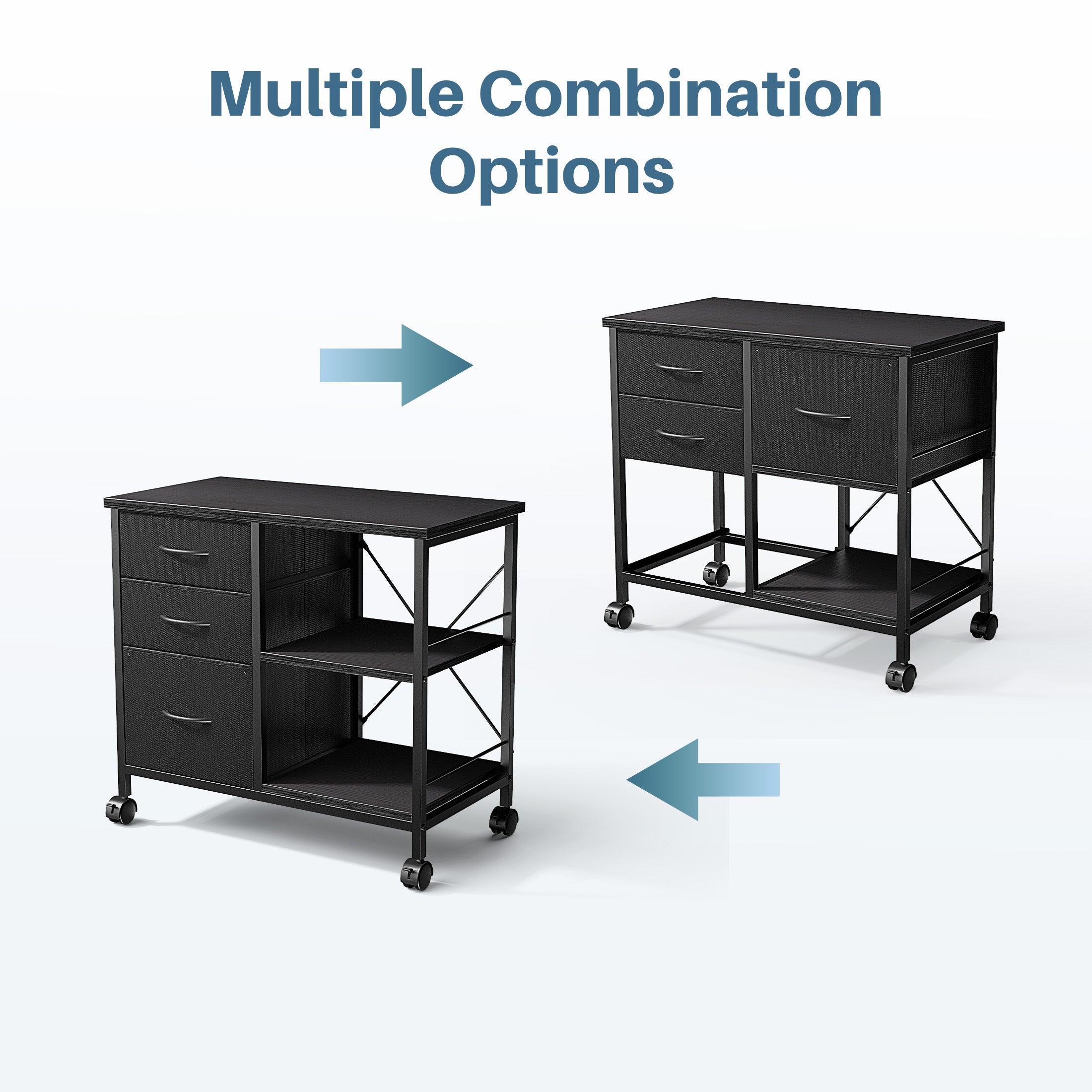 JIOABL 3-Drawer Mobile File Cabinet - Stylish Rolling Storage Solution with Open Shelf for Home Office