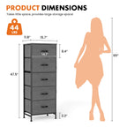 JIOABL 5-Drawer Fabric Dresser with Metal Frame and Wooden Top TV Stand - Perfect for Clothes, Living Room, Hallway, Entryway