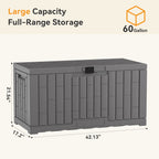 JIOABL 60-Gallon Waterproof Deck Box, UV-Resistant Resin, Lockable with Handles, Ideal for Patio Cushions, Garden Tools & Pool Accessories