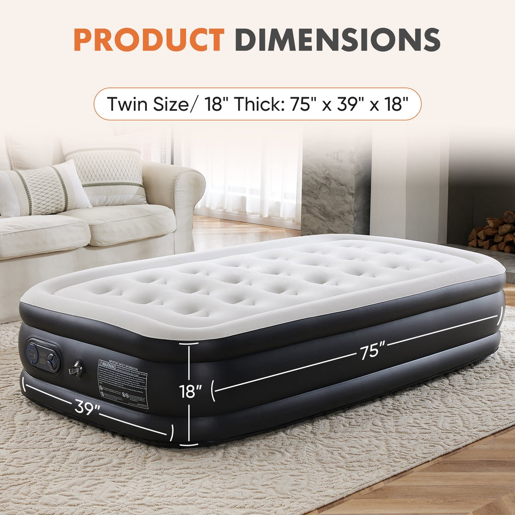 JIOABL  Air Mattress, Portable Low Noise Colchone Inflable with Built in Pump, Maximum Weight Capacity 600 lbs Air Bed for Camping, Beach, Outdoor