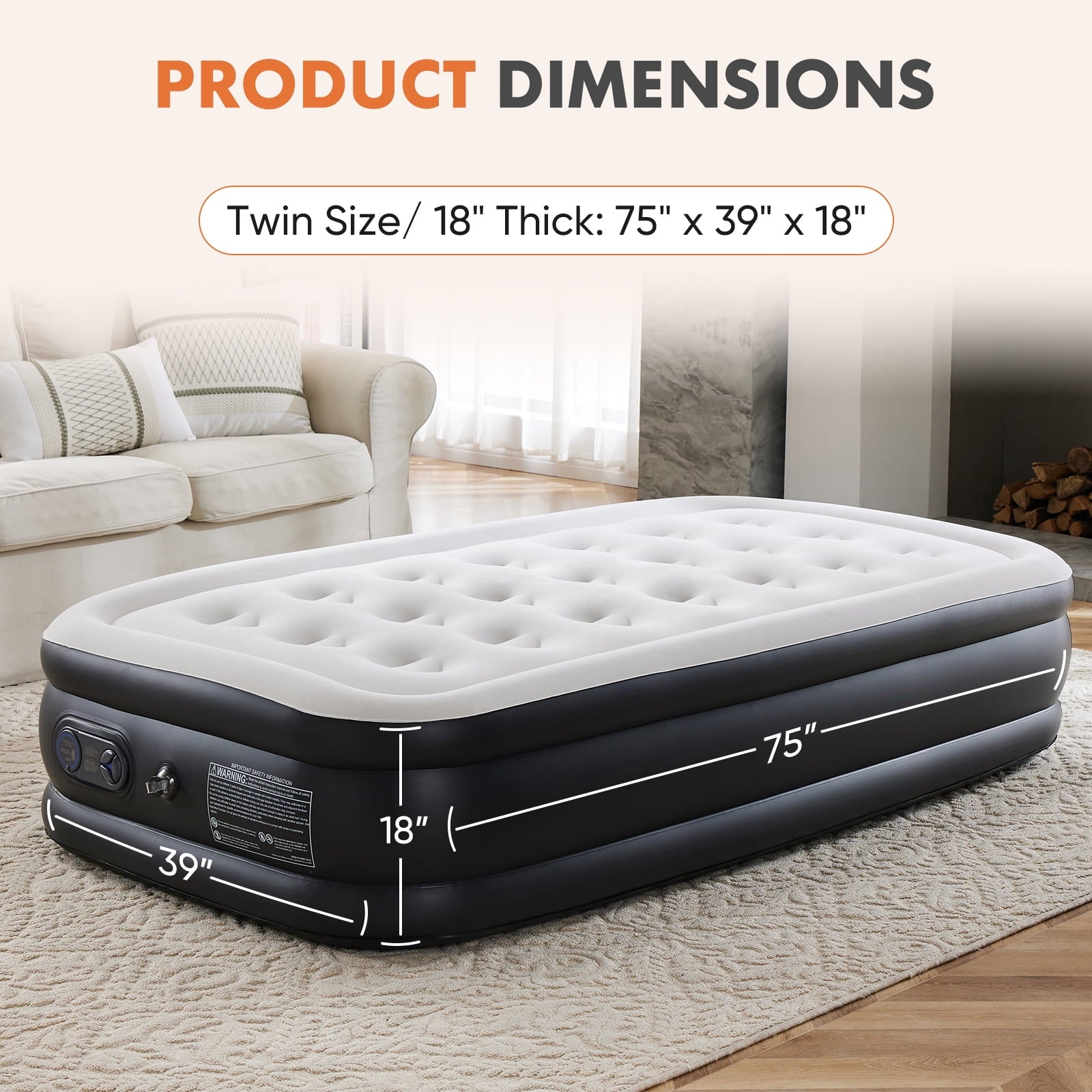 JIOABL  Air Mattress, Portable Low Noise Colchone Inflable with Built in Pump, Maximum Weight Capacity 600 lbs Air Bed for Camping, Beach, Outdoor