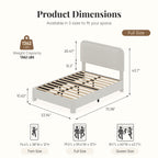 JIOABL Upholstered Platform Bed Frame with Adjustable Headboard, Teddy Fleece Fabric, No Box Spring Needed, White