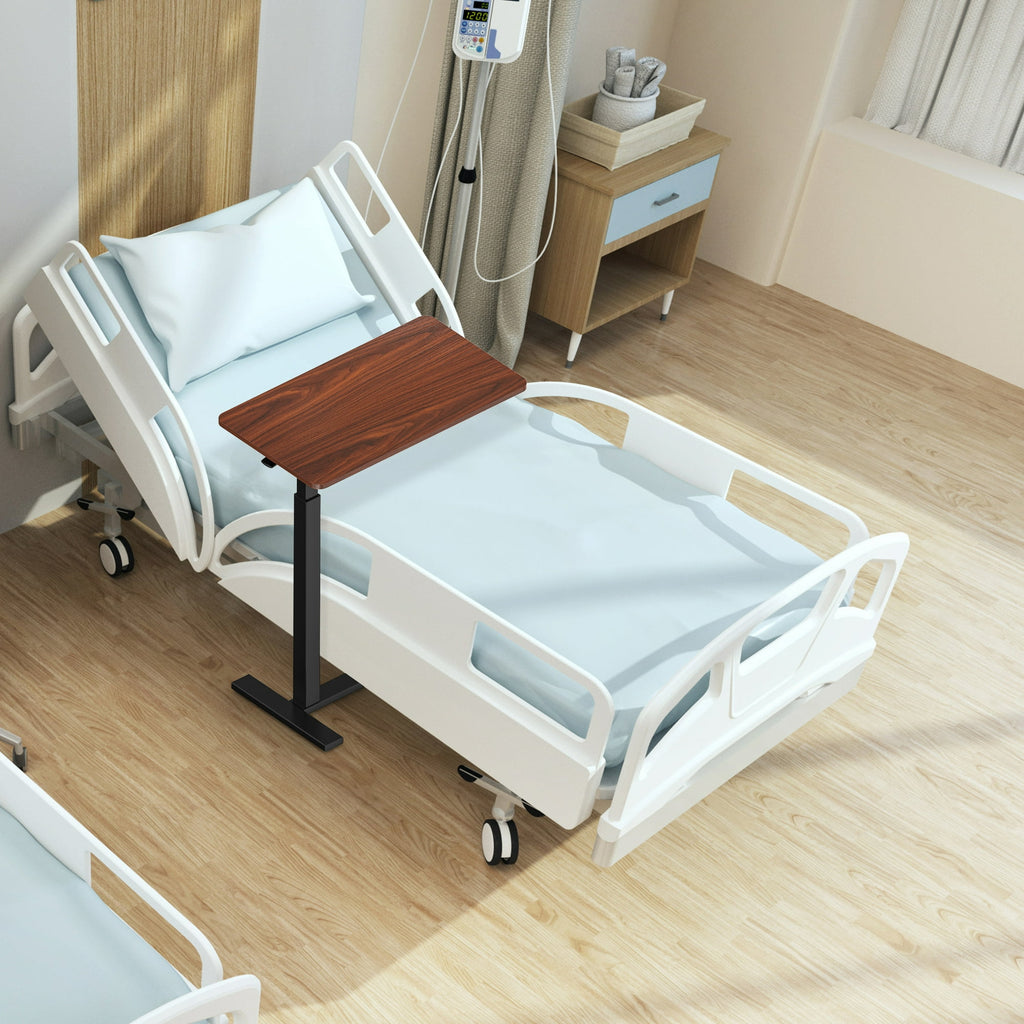 JIOABL Adjustable Overbed Bedside Table with Hidden Wheels for Hospital