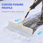 JIOABL 36 inch Snow Pusher, Reversible ABS Blade, Rust-Resistant Steel Handle, Manual Snow Plow with Multi-Point Fastening for Driveways ,Walkways and Yard