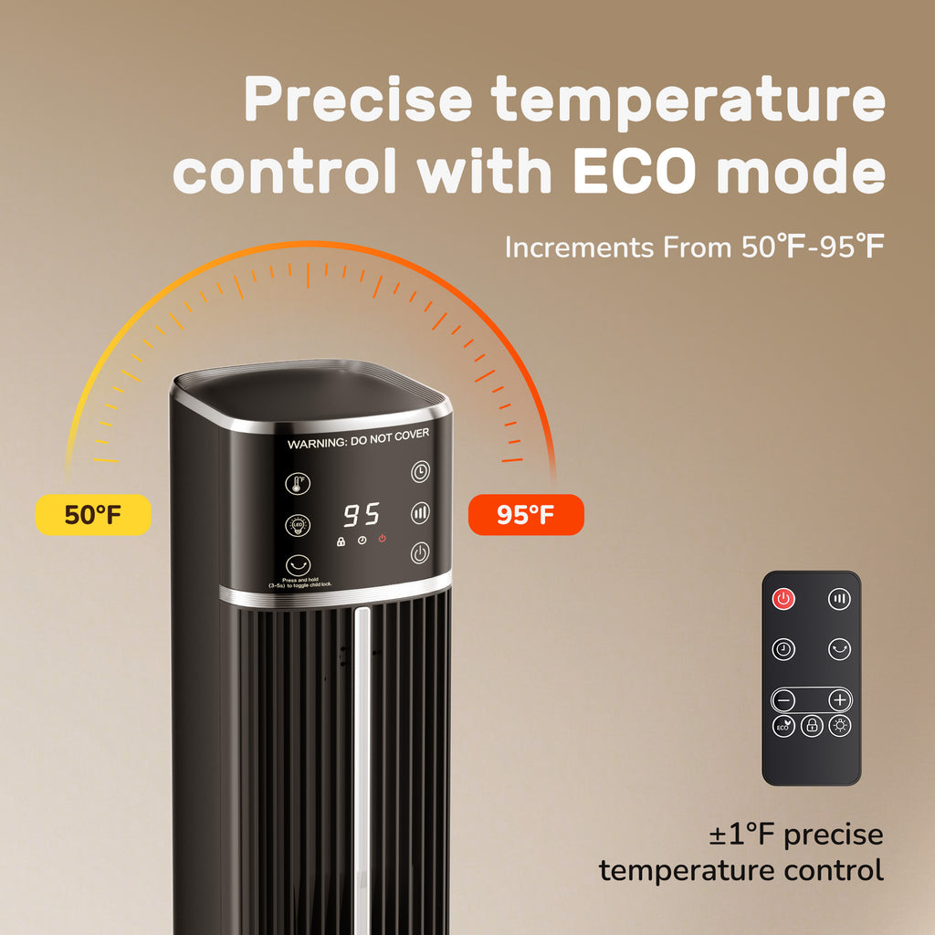 JIOABL Tall Tower Flame Heater | 1500W, 4 Functions, 3s Quick Heat, 2 Heat Settings, Low Noise, Oscillation & Timer