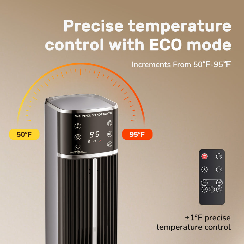 JIOABL Tall Tower Flame Heater | 1500W, 4 Functions, 3s Quick Heat, 2 Heat Settings, Low Noise, Oscillation & Timer
