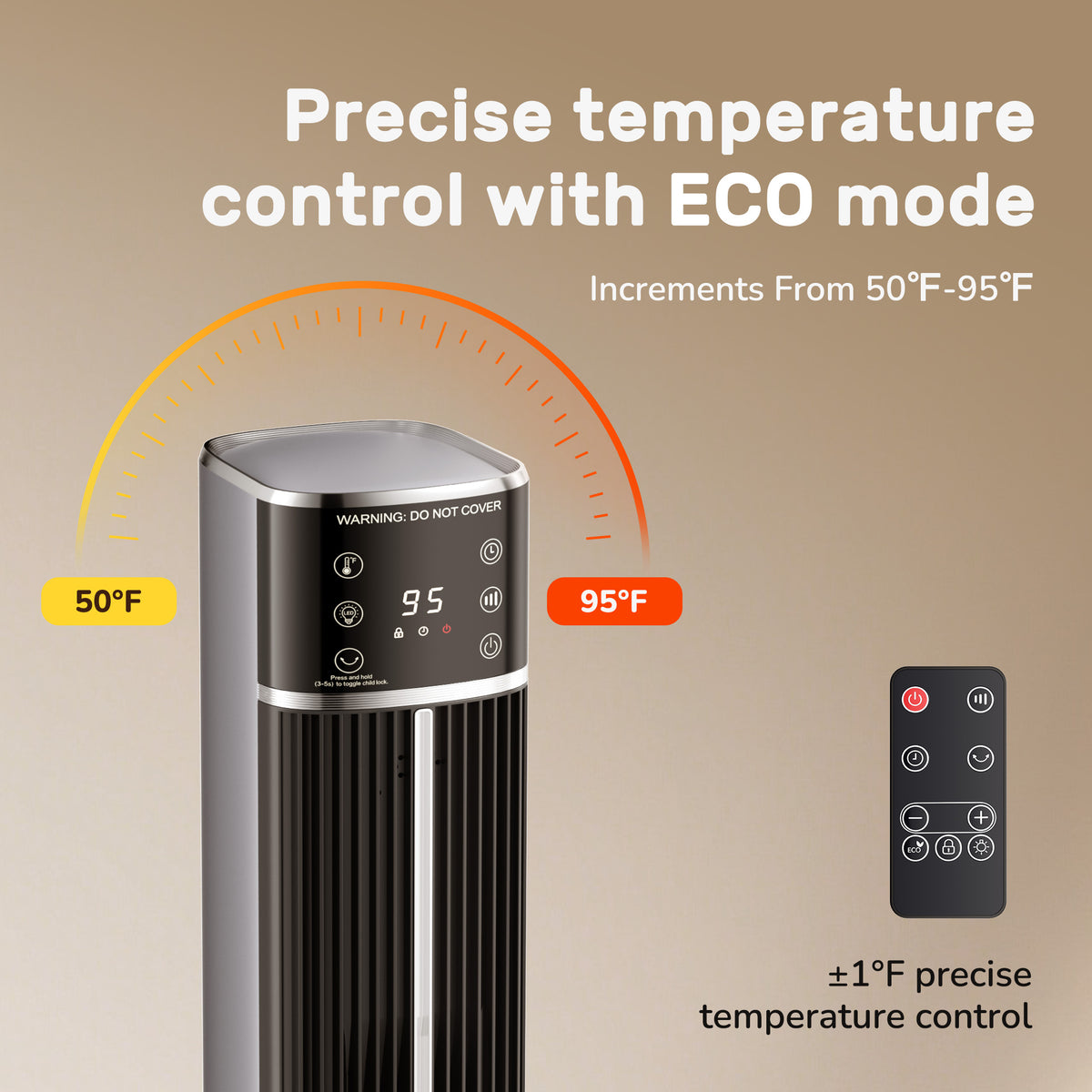 JIOABL Tall Tower Flame Heater | 1500W, 4 Functions, 3s Quick Heat, 2 Heat Settings, Low Noise, Oscillation & Timer
